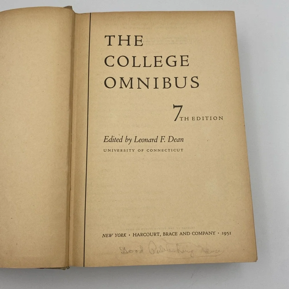 Vintage The College Omnibus 7th Edition 1961‎ Ed Leonard Dean Harcourt